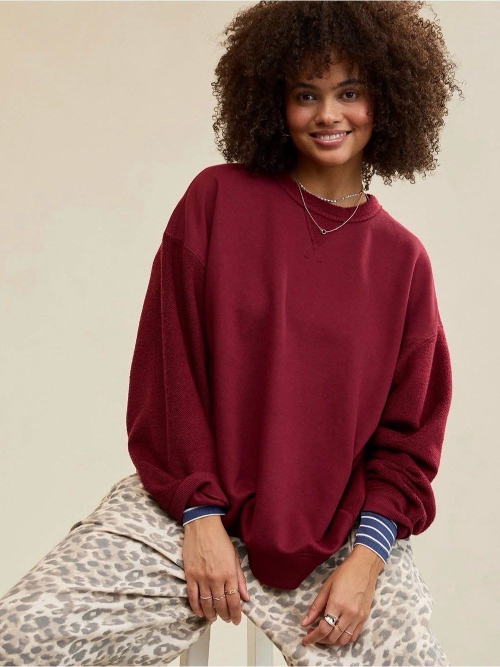 NWT Aerie Très Chic Chenille Sweatshirt in Deep Cherry